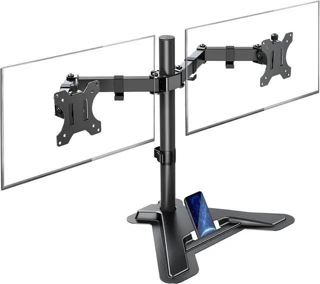 Main image of MOUNTUP Dual Monitor Stand - Freestanding & Height Adjustable Monitor Desk Mount, Steady VESA Mount Computer Monitor Stand for 2 Screens up to 27 inches, MU1002