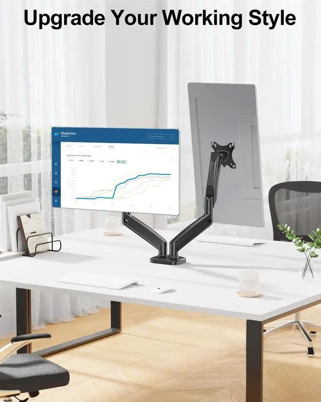 Alt view image 3 of 7 - MOUNT PRO Dual Monitor Mount Fits 13 to 32 Inch Computer Screen, Height Adjustable Monitor Stand for 2 Monitors, Gas Spring Display Arm Holds up to 17.6lbs Each, Monitor Desk VESA Mount 75x75, 100x100