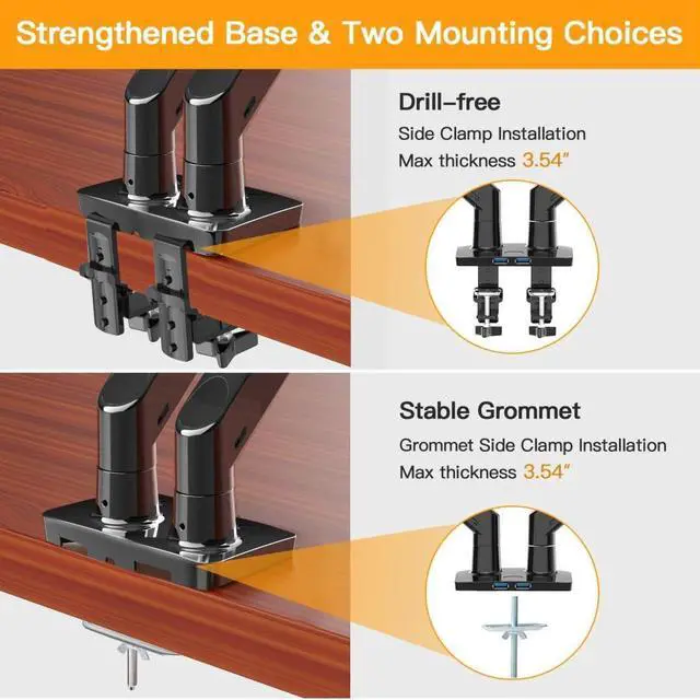 Alt view image 7 of 7 - ErGear Dual Monitor Desk Mount up to 40 inches Screens, Max 26.4lbs Capacity Each, Heavy Duty Ultrawide Monitor Arm with USB Ports, Height Adjustable Monitor Stand, VESA 75x75mm or 100x100mm, Black