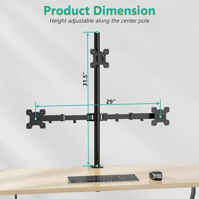 Alt view image 6 of 7 - WALI Triple Monitor Desk Mount, Fully Adjustable Three Monitor Stand Fits 3 Screens up to 27 inch, 22 lbs, Weight Capacity per Arm (M003), Black