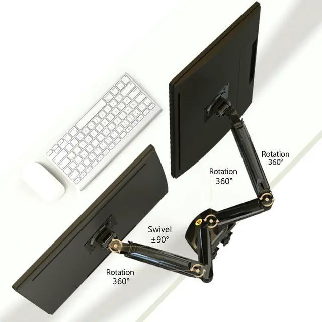 Alt view image 3 of 6 - NB North Bayou Dual Monitor Desk Mount Stand Full Motion Swivel Computer Monitor Arm for Two Screens 17-27 Inch with 4.4~19.8lbs Load Capacity for Each Display F160