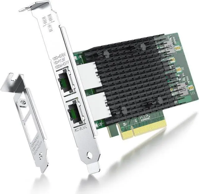 Main image of 10Gb NIC PCIE Network Card with  X540-T2, Dual RJ45 Port,  X540-AT2 Controller, 10G Ethernet Converged Network LAN Adapter, Support Windows/Linux/Vmware/ESX/Freebsd Server