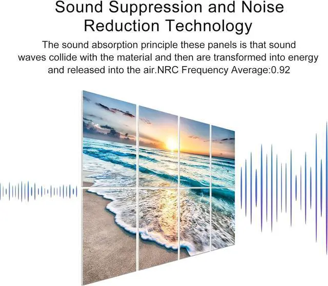 Alt view image 2 of 7 - YPY Decorative Art Acoustic Panels, Sound Proof Panels For Walls | Beach Wall Art, Acoustical Treatment, Recording Studio, 8 Pack 48x32 Inches