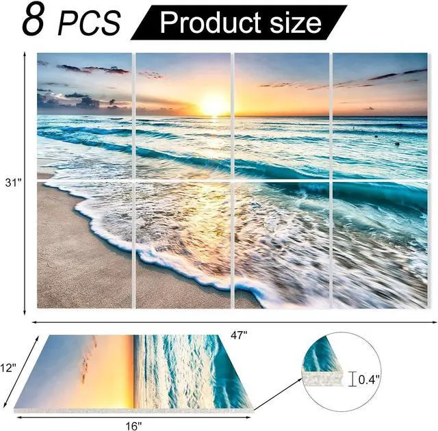 Alt view image 7 of 7 - YPY Decorative Art Acoustic Panels, Sound Proof Panels For Walls | Beach Wall Art, Acoustical Treatment, Recording Studio, 8 Pack 48x32 Inches