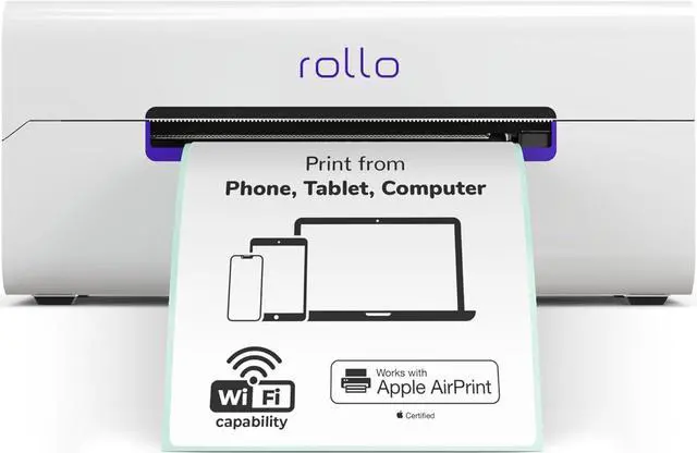 Main image of Rollo Wireless Label Printer - Wi-Fi Thermal Printer for Shipping Packages - AirPrint from iPhone, iPad, Mac - 4x6, Supports Windows, Chromebook, Android, Linux