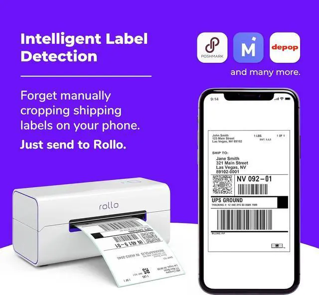 Alt view image 4 of 7 - Rollo Wireless Label Printer - Wi-Fi Thermal Printer for Shipping Packages - AirPrint from iPhone, iPad, Mac - 4x6, Supports Windows, Chromebook, Android, Linux