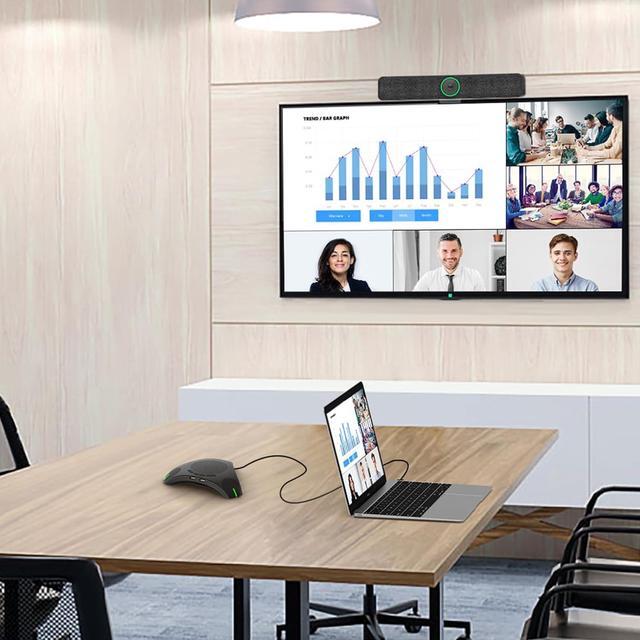 Alt view image 4 of 7 - USB Speakerphone with Dual Hub - Conference Room Omnidirectional Microphone and Speaker, Computer Speakers with Microphone for Home Office, 360° Voice Pickup & Noise Reduction Mics for 8-10 People