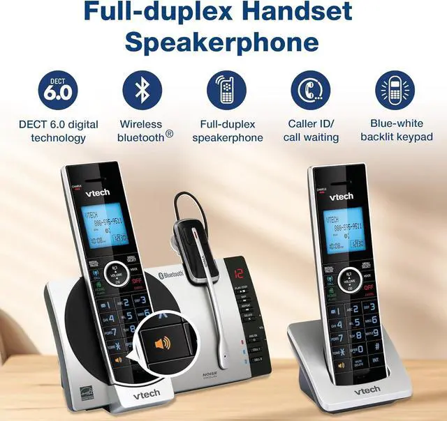 Alt view image 3 of 7 - VTech DS6771-3 Connect to Cell, Cordless Phone with Answering Machine, DECT 6.0 Headset+2 Handset Intercom, Bluetooth, Caller ID/Call Waiting, Expandable System - Silver/Black