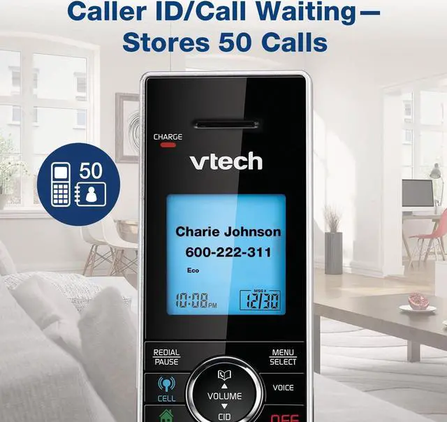 Alt view image 4 of 7 - VTech DS6771-3 Connect to Cell, Cordless Phone with Answering Machine, DECT 6.0 Headset+2 Handset Intercom, Bluetooth, Caller ID/Call Waiting, Expandable System - Silver/Black