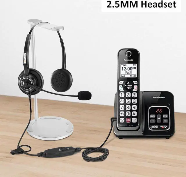 Alt view image 5 of 7 - Phone Headset 2.5mm with Noise Canceling Mic & Volume Control Ultra Comfort Telephone Headset for Panasonic Vtech AT&T Uniden Gigaset Cisco RCA Grandstream Cordless Landline Office Phones