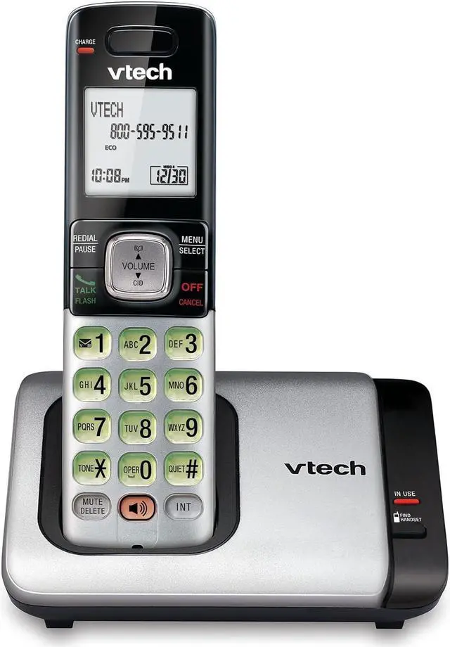Main image of VTech CS6719 DECT 6.0 Cordless Phone with Caller ID/Call Waiting, 1 Cordless Handset, Silver/Black