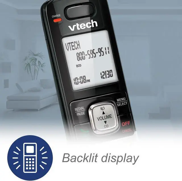 Alt view image 2 of 7 - VTech CS6719 DECT 6.0 Cordless Phone with Caller ID/Call Waiting, 1 Cordless Handset, Silver/Black