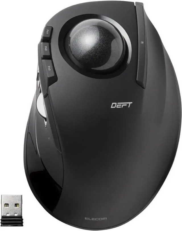 Main image of ELECOM DEFT Trackball Mouse, 2.4GHz Wireless, Finger Control, 8-Button Function with Smooth Tracking, Ergonomic Design, Optical Gaming Sensor, Windows11, macOS (M-DT2DRBK)