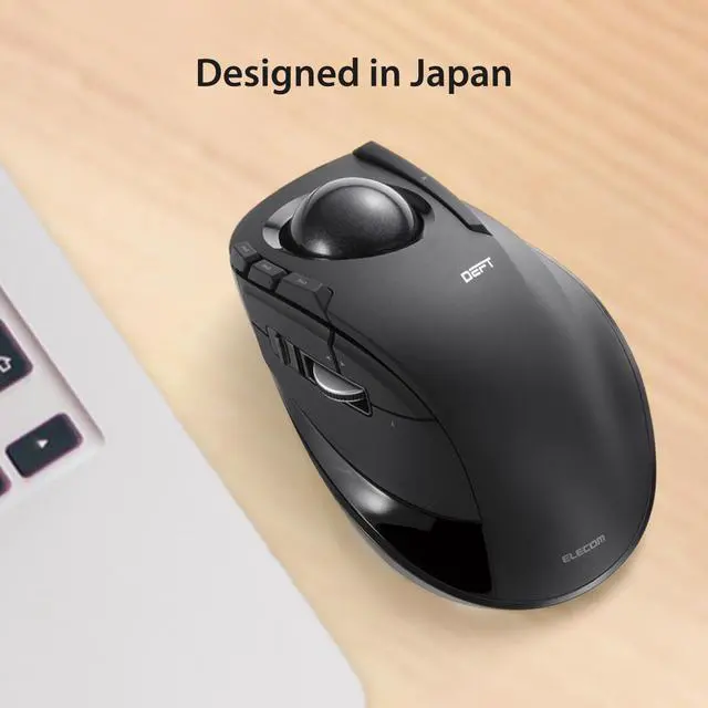 Alt view image 6 of 7 - ELECOM DEFT Trackball Mouse, 2.4GHz Wireless, Finger Control, 8-Button Function with Smooth Tracking, Ergonomic Design, Optical Gaming Sensor, Windows11, macOS (M-DT2DRBK)