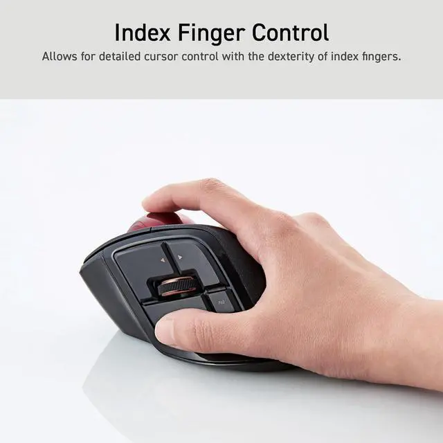 Alt view image 3 of 7 - ELECOM DEFT PRO Trackball Mouse, Wired, Wireless, Bluetooth 3 Types Connection, Ergonomic Design, 8-Button Function, Red Ball, Windows11, MacOS (M-DPT1MRXBK)