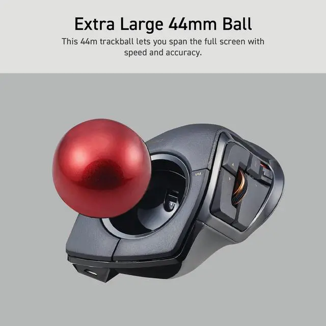 Alt view image 4 of 7 - ELECOM DEFT PRO Trackball Mouse, Wired, Wireless, Bluetooth 3 Types Connection, Ergonomic Design, 8-Button Function, Red Ball, Windows11, MacOS (M-DPT1MRXBK)