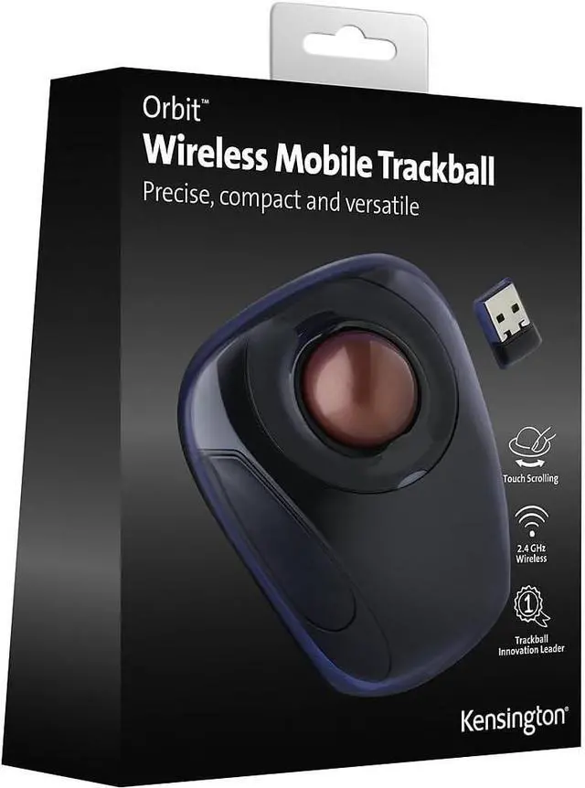 Alt view image 4 of 5 - Kensington Orbit Wireless Trackball Mouse with Touch Scroll Ring (K72352US),Black