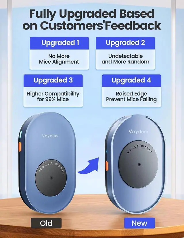 Alt view image 2 of 7 - Vaydeer Undetectable Mouse Mover, M4 Mouse Jiggler Device with ON/Off Switch, Driver-Free Shaker Wiggler Mouse Movement Simulation for Computer Awakening, Gift Ideal for Men/Women