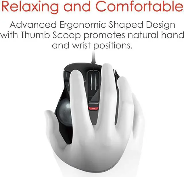 Alt view image 3 of 7 - ELECOM EX-G Wired Trackball Mouse, Ergonomic, Thumb Control, Smooth Tracking Roller Ball, 6 Programmable Buttons, Tilt Scroll Computer Mice for PC Mac