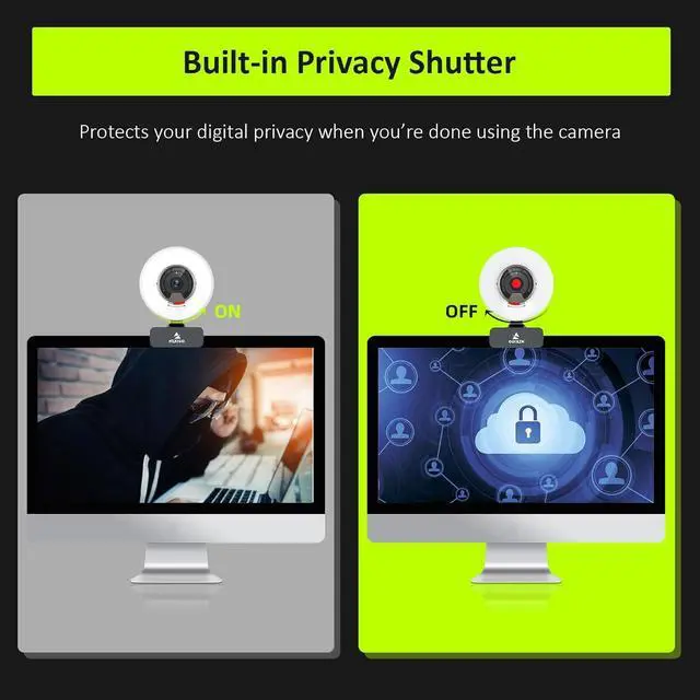 Alt view image 7 of 7 - NexiGo N960E 1080P 60FPS Webcam with Light, Software Included, Fast AutoFocus, Built-in Privacy Cover, USB Web Camera, Dual Stereo Microphone, for Zoom Meeting Skype Teams Twitch