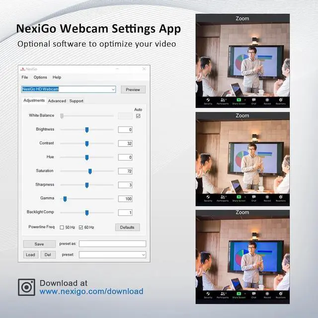 Alt view image 2 of 7 - NexiGo N960E 1080P 60FPS Webcam with Light, Software Included, Fast AutoFocus, Built-in Privacy Cover, USB Web Camera, Dual Stereo Microphone, for Zoom Meeting Skype Teams Twitch