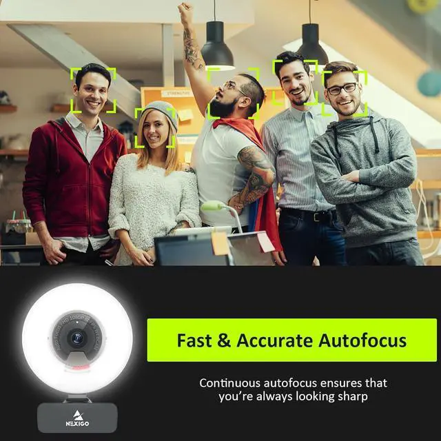 Alt view image 5 of 7 - NexiGo N960E 1080P 60FPS Webcam with Light, Software Included, Fast AutoFocus, Built-in Privacy Cover, USB Web Camera, Dual Stereo Microphone, for Zoom Meeting Skype Teams Twitch
