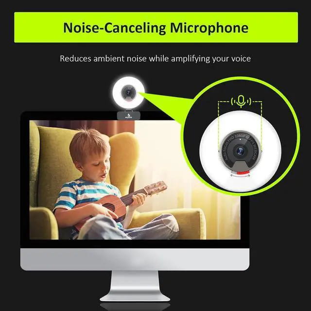 Alt view image 6 of 7 - NexiGo N960E 1080P 60FPS Webcam with Light, Software Included, Fast AutoFocus, Built-in Privacy Cover, USB Web Camera, Dual Stereo Microphone, for Zoom Meeting Skype Teams Twitch