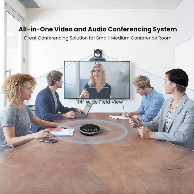 Alt view image 5 of 7 - All-in-One Conference Room Video Camera System Bundle HD 1080P 60fps 3X Optical Zoom USB3.0 HDMI PTZ and Bluetooth Speakerphone with Microphones by DT