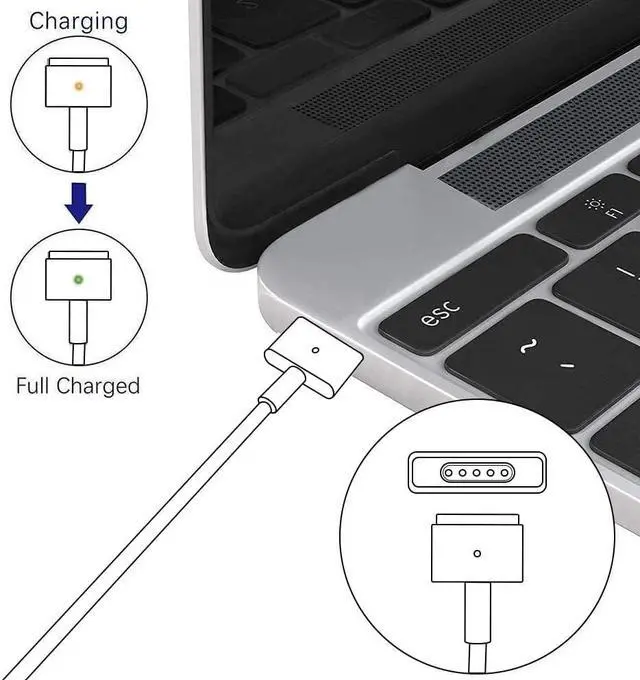 Alt view image 5 of 7 - For Mac Book Pro Charger, AC 85w Magnetic T-Tip Power Adapter Charger Compatible with MacBook Pro 17/15/13 Inch (Retina, 2012-2015)