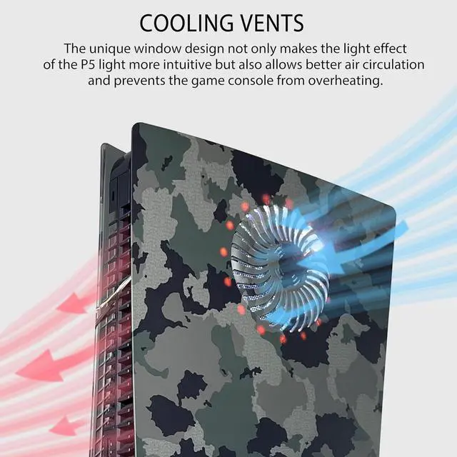 Alt view image 2 of 7 - Faceplate for PS5 with RGB Light Strip and Dust Filter for Cooling Vents DOBEWINGDELOU 400+ Effects LED Light Ring Console Cover for PS5 Disc Edition DIY Decoration Kit Accessories Camouflage