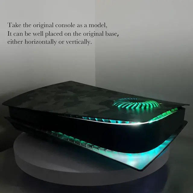 Alt view image 4 of 7 - Faceplate for PS5 with RGB Light Strip and Dust Filter for Cooling Vents DOBEWINGDELOU 400+ Effects LED Light Ring Console Cover for PS5 Disc Edition DIY Decoration Kit Accessories Camouflage
