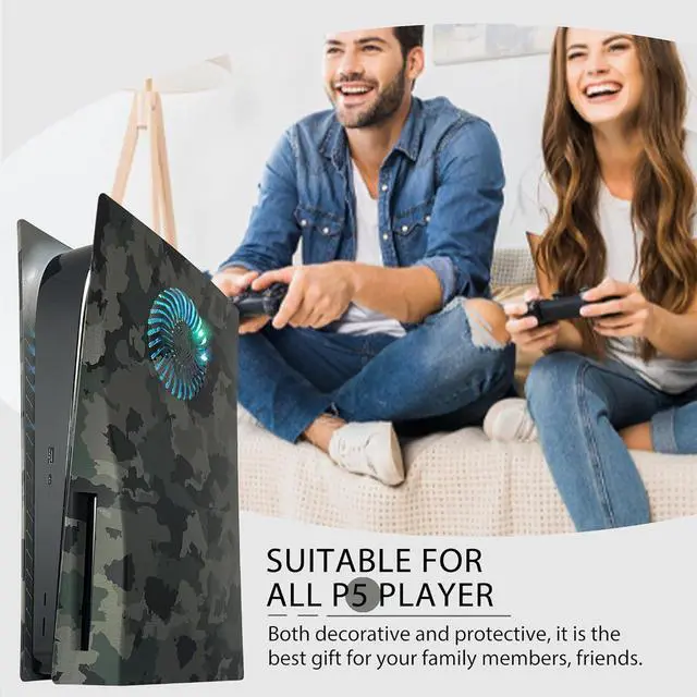 Alt view image 7 of 7 - Faceplate for PS5 with RGB Light Strip and Dust Filter for Cooling Vents DOBEWINGDELOU 400+ Effects LED Light Ring Console Cover for PS5 Disc Edition DIY Decoration Kit Accessories Camouflage
