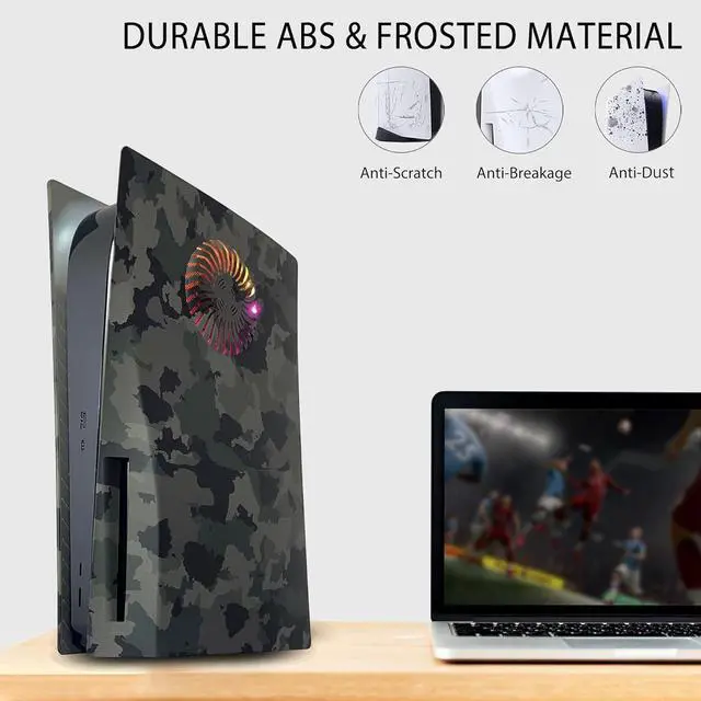 Alt view image 6 of 7 - Faceplate for PS5 with RGB Light Strip and Dust Filter for Cooling Vents DOBEWINGDELOU 400+ Effects LED Light Ring Console Cover for PS5 Disc Edition DIY Decoration Kit Accessories Camouflage