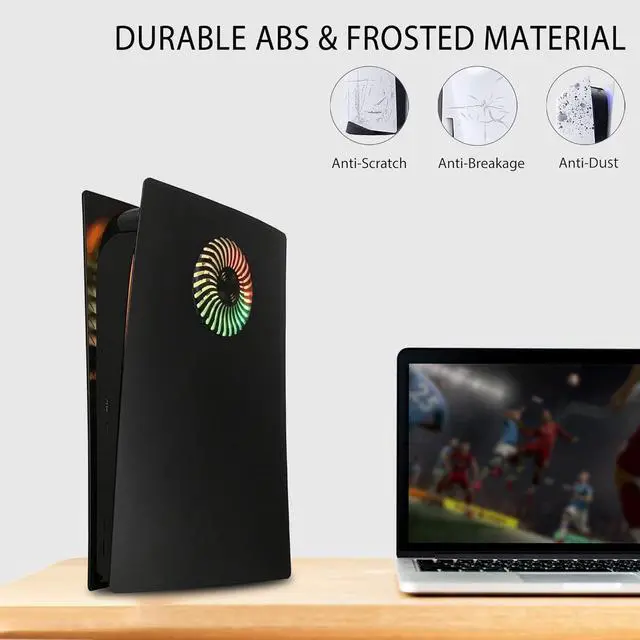 Alt view image 4 of 7 - Faceplate with RGB Light Strip for PS5 Digital Edition DOBEWINGDELOU 400+ Effects LED Light Ring Console Cover for PS5 Digital Edition DIY Decoration Kit Accessories Black