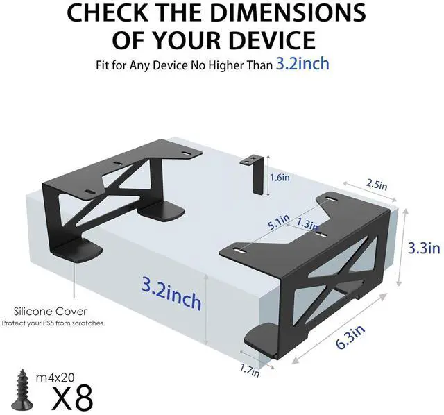 Alt view image 2 of 7 - Monzlteck Universal Under Desk Metal Storage Mount for Xbox Series S/X, PS4 Slim/Pro, Compatible with CPU, UPS, Small Form Factor Desktop Tower, Mini PCs, 3.2IN Height Limit Includes Paper Template