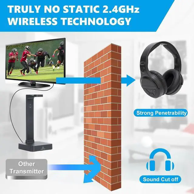Alt view image 7 of 7 - ANSTEN Wireless Headphones for TV Watching with Digital Optical RCA | 2.4 GHz RF Transmitter Charging Dock, Over Ear Headset with 3 Audio Modes, 197 FT Wireless Range, 10 Hrs Audio Playtime