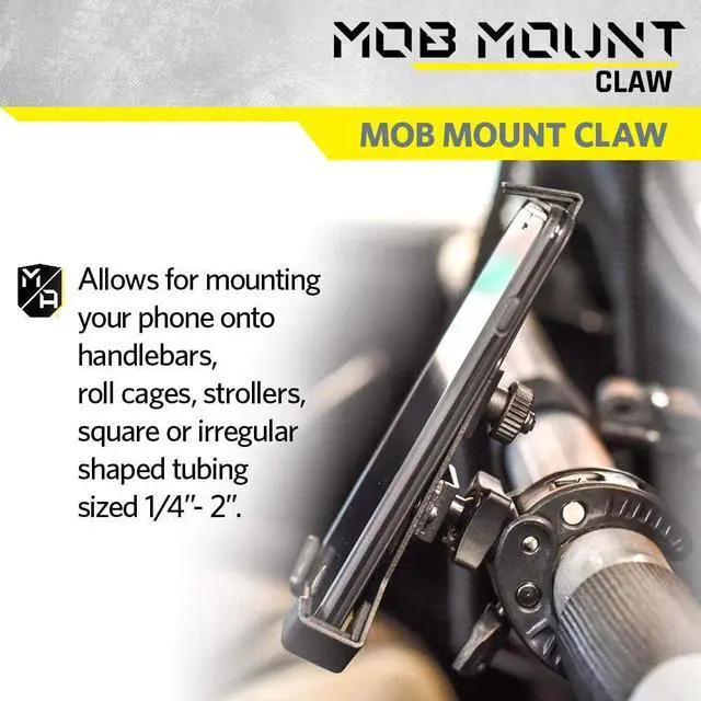 Alt view image 3 of 6 - Mob Mount Claw with 360° Rotation - Universal Phone Mounting Clamp for Motorcycle, Jeep, Dirt Bike, Car, ATV, Boat, Truck, Emergency Vehicle - Large, Black