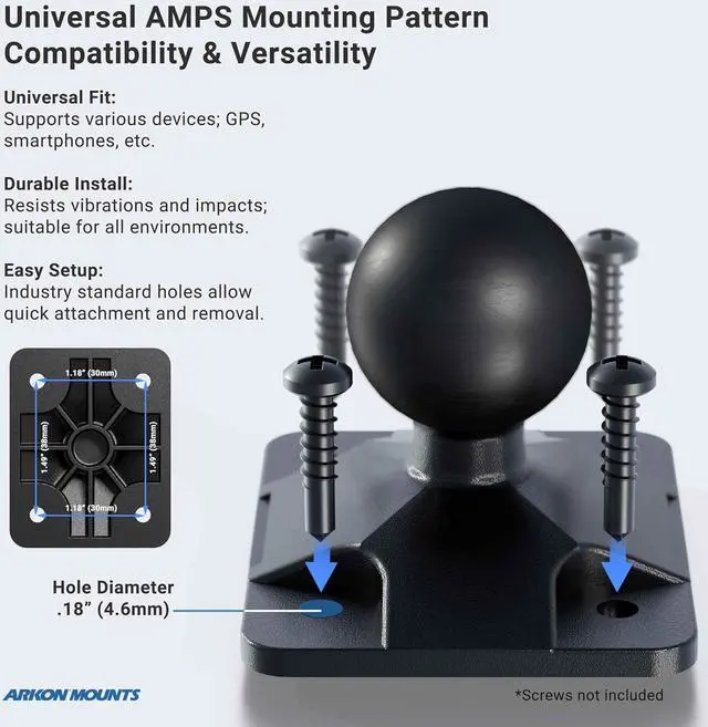Alt view image 4 of 6 - ARKON Mounts - Car Phone Holder | Secure Grip | Heavy Duty | Drill Base Car Phone Mount | Spring-loaded holder expands up to 7.25 inches | For iPhone, Samsung, Google, Nokia, and other Smartphones