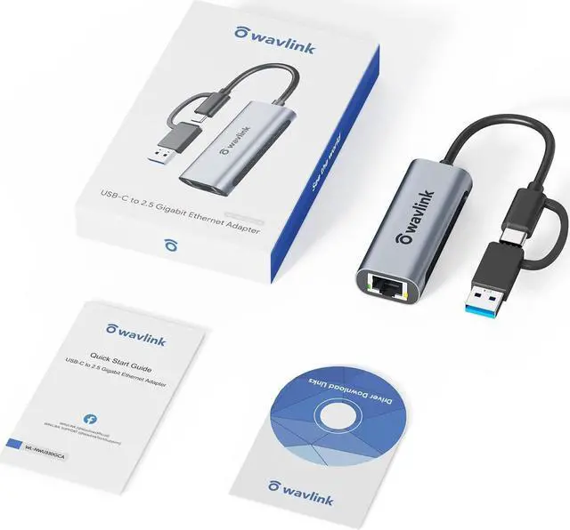 Alt view image 7 of 7 - Wavlink USB C to Ethernet Adapter 2.5 Gbps, 2-in-1 USB to 2.5G Ethernet Adapter, USB-C to RJ45 Network Converter (Thunderbolt 4/3 Compatible), Aluminum Case for Windows, Mac OS, iPad OS and More.