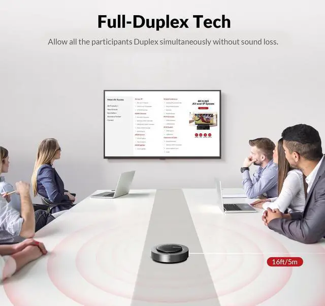 Alt view image 6 of 7 - Conference Speakerphone,Daisy Chain up to 9 Speakerphones for 50 People, USB & Bluetooth Speaker with 4 Mics AI Noise Cancellation 360° Voice Pickup Zoom,Teams,Conference Call Large Meeting Room by DT
