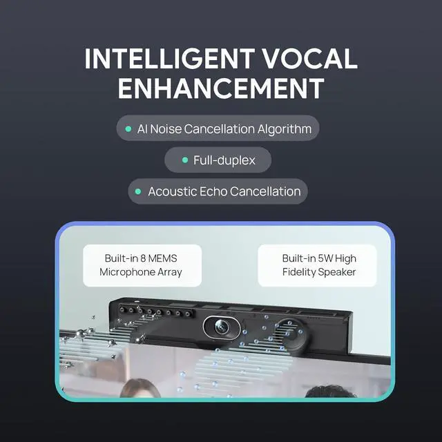 Alt view image 3 of 7 - 4K USB Video Conference Camera - 120° Wide Angle, Microphone, Speaker, Auto Framing, for PC Meetings, Microsoft Teams & Zoom by DT