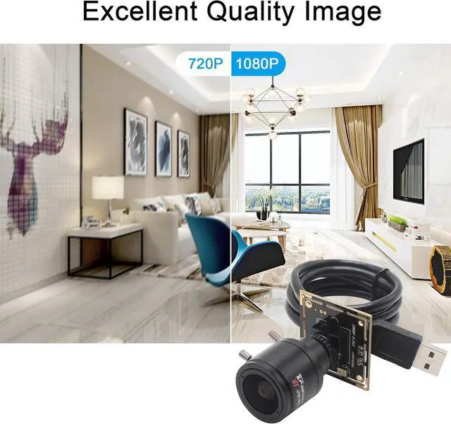 Alt view image 3 of 7 - 2.8-12mm Varifocal Lens 2MP Webcam 1080P USB Camera Modul HD Webcamera 0.01Lux Low Illumination Mini Camera with H.264 Format OTG Camera