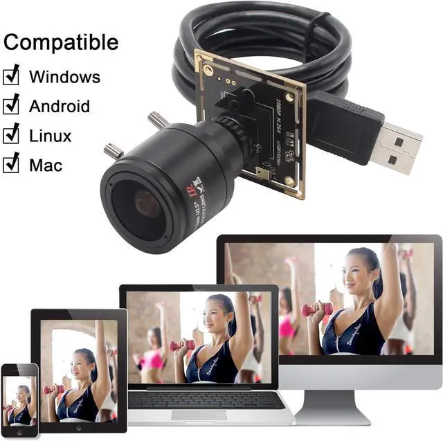 Alt view image 5 of 7 - 2.8-12mm Varifocal Lens 2MP Webcam 1080P USB Camera Modul HD Webcamera 0.01Lux Low Illumination Mini Camera with H.264 Format OTG Camera