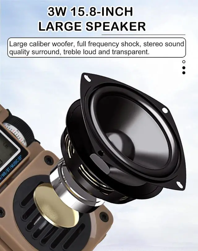 Alt view image 3 of 7 - Radio, Bluetooth Speaker Support MicroSD Card, FM MW WB Shortwave Receiver with NOAA Alerts and Sleep Timer, Rechargeable Retro Digital Radios with Backlit and Alarm for Camping HRD701