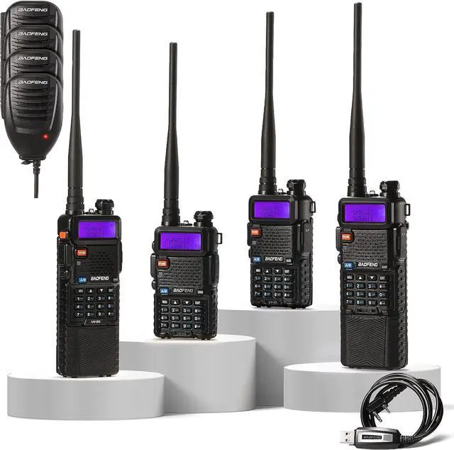 Main image of 4 Pack BAOFENG UV-5X (UV-5G) GMRS Radio, Long Range Walkie Talkies with 2 Pcs 3800mAh Battery, Two Way Radio with Speaker Mic, GMRS Handheld Radio for Adults, Support Chirp & NOAA
