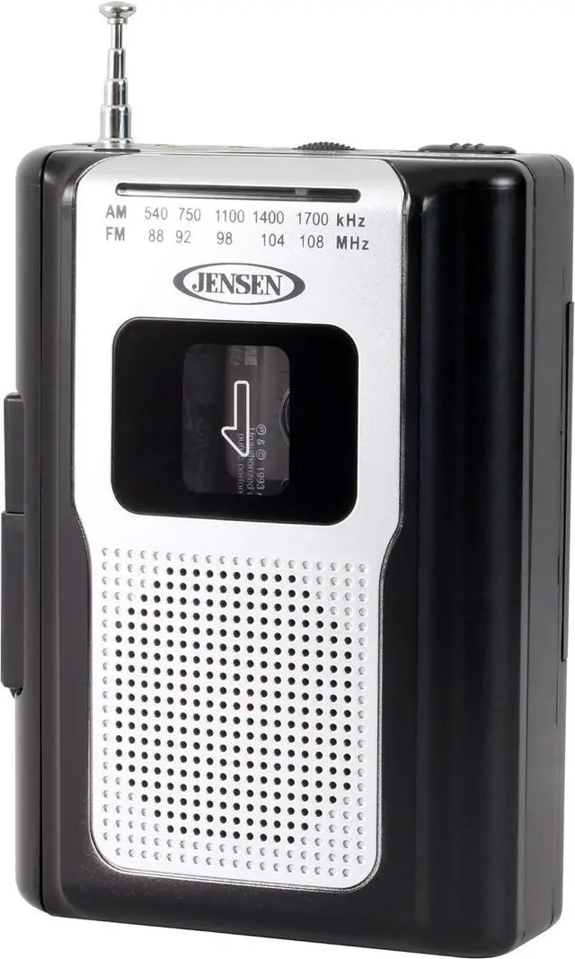 Alt view image 3 of 7 - Jensen® CR-100 Vinatge Portable Personal Cassette/Recorder Tape Player with AM-FM Radio Built-in Speaker & Microphone, Headphone Jack Input - Black Limited Edition
