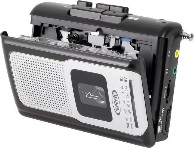 Alt view image 5 of 7 - Jensen® CR-100 Vinatge Portable Personal Cassette/Recorder Tape Player with AM-FM Radio Built-in Speaker & Microphone, Headphone Jack Input - Black Limited Edition