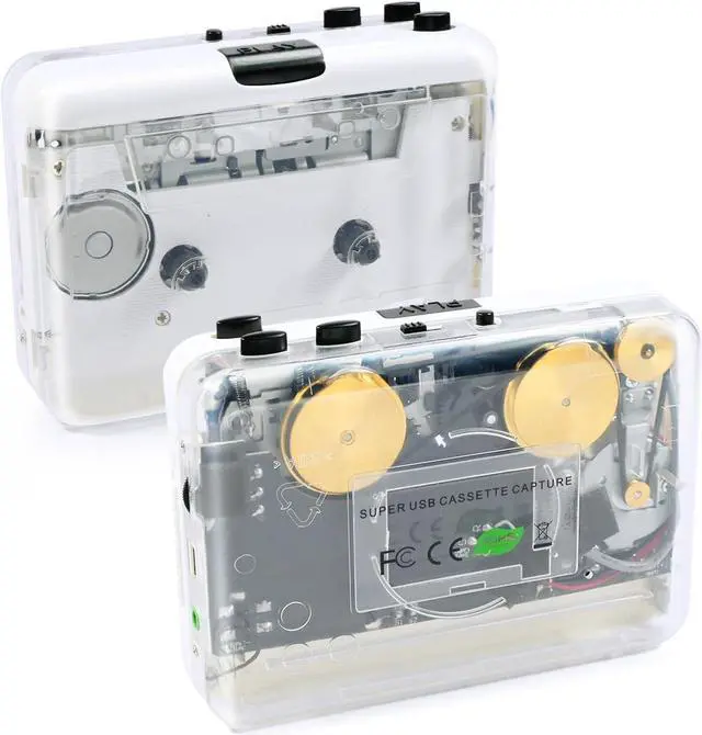 Main image of Auto Reverse Clear Stereo Cassette Player,Built-in Cool Copper Wheel MovementEarphone,Cassette Tape to MP3 Converter with Tape Converter Software,Powered by USB Power Cord or AA Battery