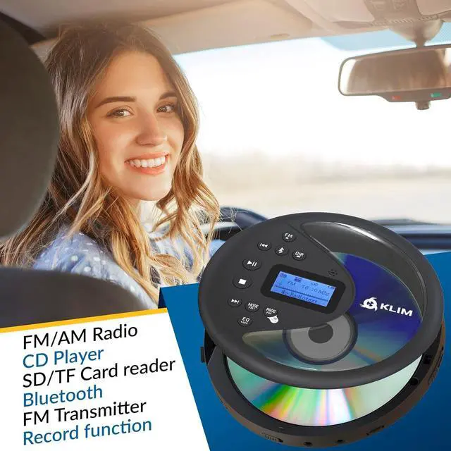 Alt view image 2 of 7 - KLIM Discover + Portable CD Player Walkman with Long-Lasting Battery + New 2024 + with Headphones + Radio FM + Compatible MP3 CD Player Portable + SD Card, FM Transmitter, Bluetooth + Ideal for Cars