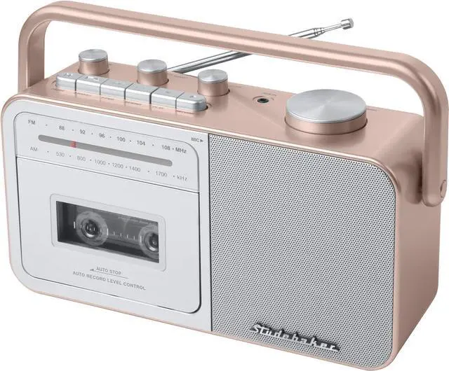 Main image of Studebaker SB2130RG Portable Cassette Player/Recorder with AM/FM Radio (Rose Gold/Silver)